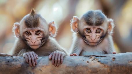 Adorable Monkey Babies in Lush Wilderness wallpaper