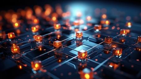 Futuristic Glowing Circuit Network wallpaper