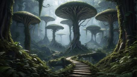 Fantasy Forest Pathway in Enchanted Woodland wallpaper