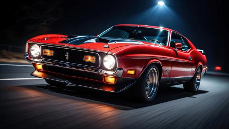 Vintage Mustang Night Drive by AI Art wallpaper