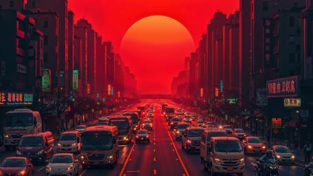 Highway at Dusk An AI Art Masterpiece wallpaper