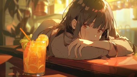 Serene Reflections in Citrus Glow wallpaper
