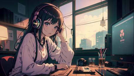 Lo-fi Vibes in an Anime Room wallpaper