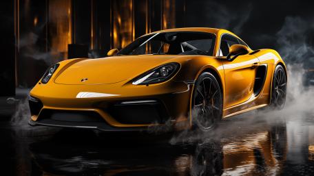 Yellow Porsche in Futuristic AI-Enhanced Design wallpaper