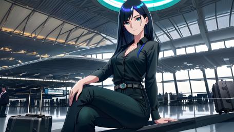 Anime Fashionista Takes on the Airport Scene wallpaper