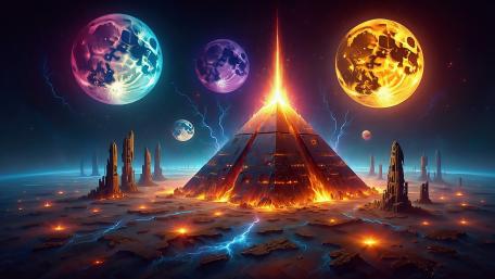 Burning Pyramid wallpaper