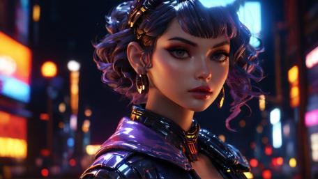 Cyber Dreamscape Diva: Futuristic Anime Vision wallpaper