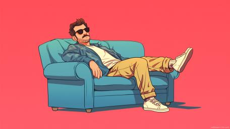Chill Vibes on a Cartoon Sofa wallpaper