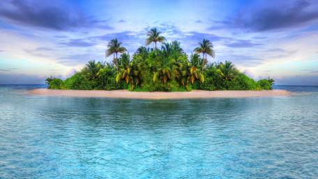 Tropical Paradise Islet Reflections wallpaper