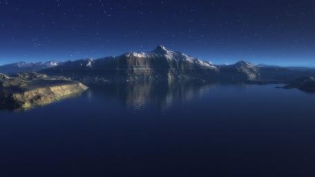 Starry Night over Serene Alpine Lake wallpaper