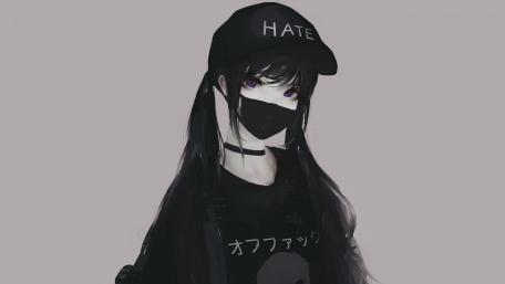 Monochrome Masked Anime Rebel 4K wallpaper
