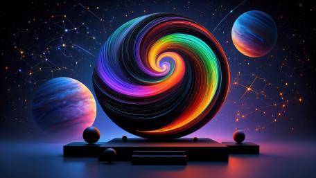 Multicolor Cosmic Swirl in Abstract Art wallpaper