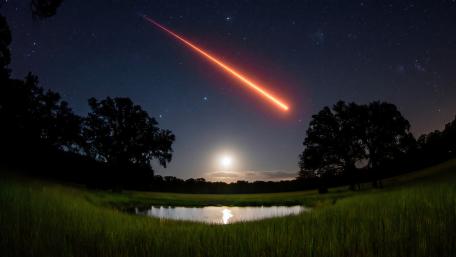 Shooting Star Over Tranquil Pond wallpaper