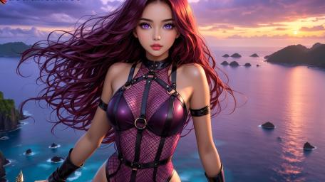 Mystical Warrior by the Ocean at Dusk wallpaper