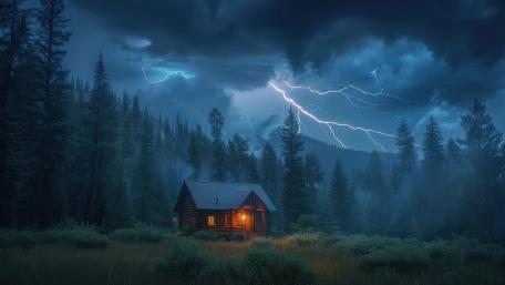 Stormy Evening in a Forest Hideaway wallpaper