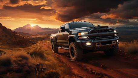 Pickup Truck at Sunset wallpaper