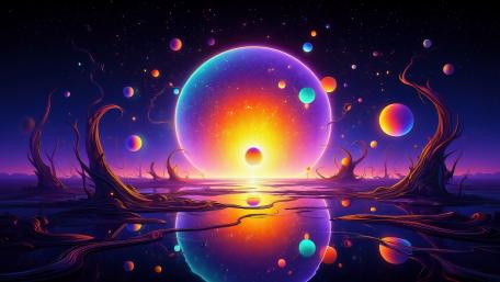 Vibrant Surreal Spheres in Cosmic Harmony wallpaper