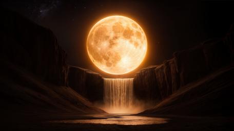 Lunar Waterfall in the Night wallpaper