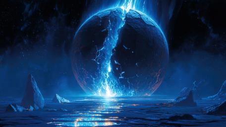Cracked Blue Sphere of Light and Mystery wallpaper