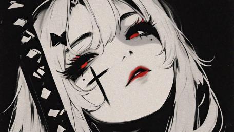 Mysterious Elegance of Dark Anime Girl wallpaper