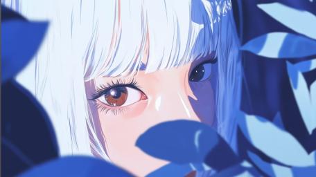 Mystical Gaze in a Blue-Hued World wallpaper