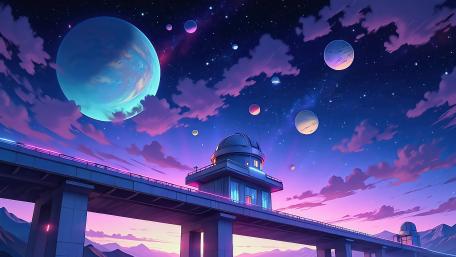 Science Fiction Universe Observatory at Dusk wallpaper