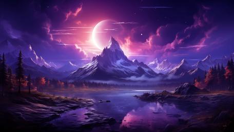 Purple Mountain Dreamscape Fantasy Art wallpaper