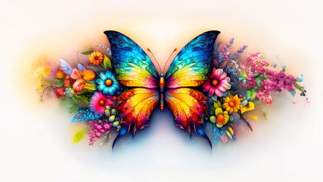 Vibrant Butterfly Blooms in Multicolor Harmony wallpaper