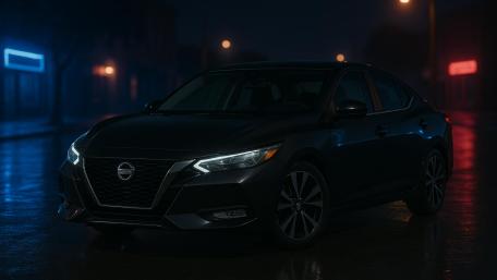 Nissan Sentra at Night with Neon Lights wallpaper