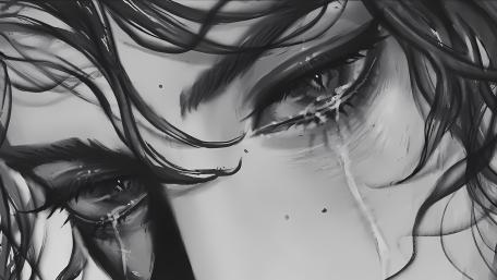 Monochrome Tears Fall in Sadness wallpaper