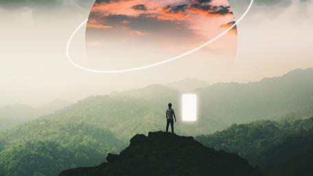 Portal to the Unknown Mountain Realm wallpaper