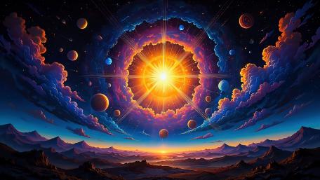 Cosmic Dawn in a Surreal Universe wallpaper