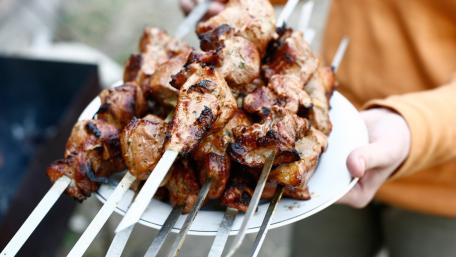Grilled Delights Savory Sizzling Skewers wallpaper
