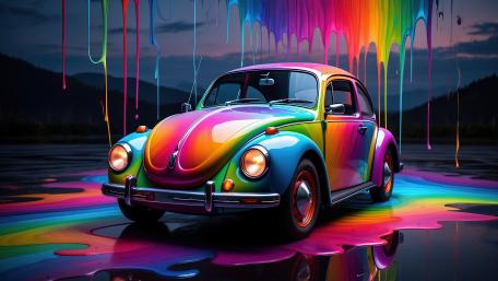 Colorful Fusion Vintage Beetle in Radiant Splendor wallpaper