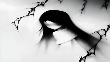 Silent Specter Haunting the White Void wallpaper