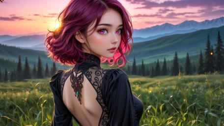 Mystical Sunset Elegance: Anime Serenity wallpaper