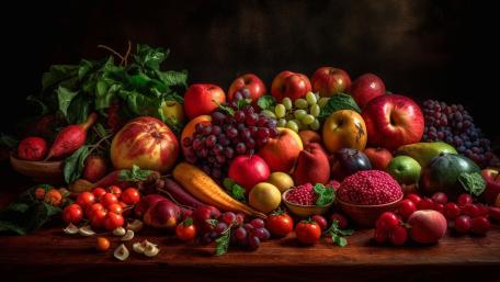 Still Life Bounty A Feast for the Eyes and Palate wallpaper