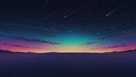 Shooting Stars at Twilight Anime Wallpaper wallpaper