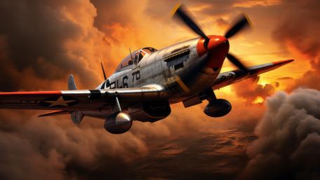 Vintage Fighter Soaring Through Dramatic Skies wallpaper