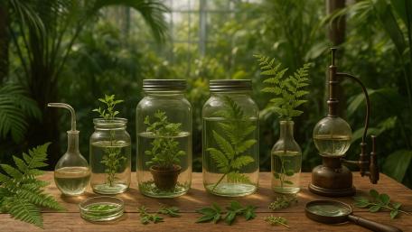 Tropical Greenhouse Science Setup wallpaper