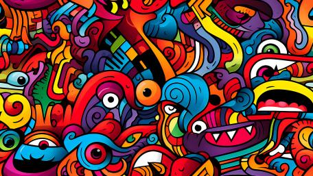 Vibrant Multicolor Doodle Extravaganza wallpaper