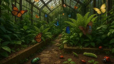Lush Greenhouse Insect Wonderland wallpaper