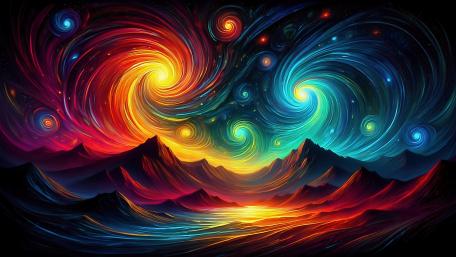 Colorful Cosmic Dance in Fantasy Realm wallpaper