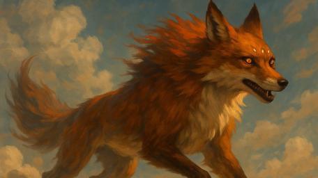 Majestic Fox in Dreamlike Skies Artistry wallpaper