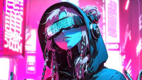Cyberpunk Serenity The Futuristic Glow of Pink Dreams wallpaper