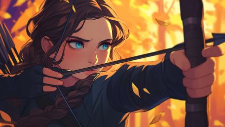 Anime Girl Archer Ready for Action wallpaper