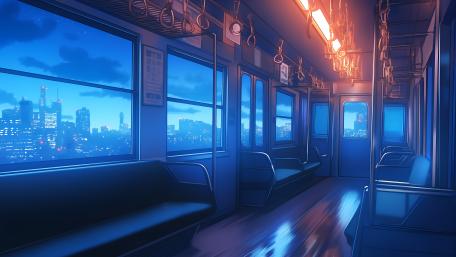 Anime Train Journey at Dusk wallpaper