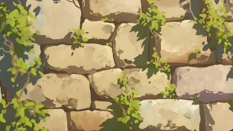 Anime Stone Wall with Vines Aesthetic in 4K wallpaper