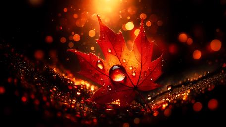 Fall colours leaves with water droplets  wallpaper