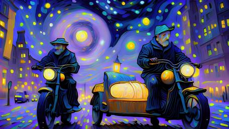 Riding Through a Starry Nightscape wallpaper
